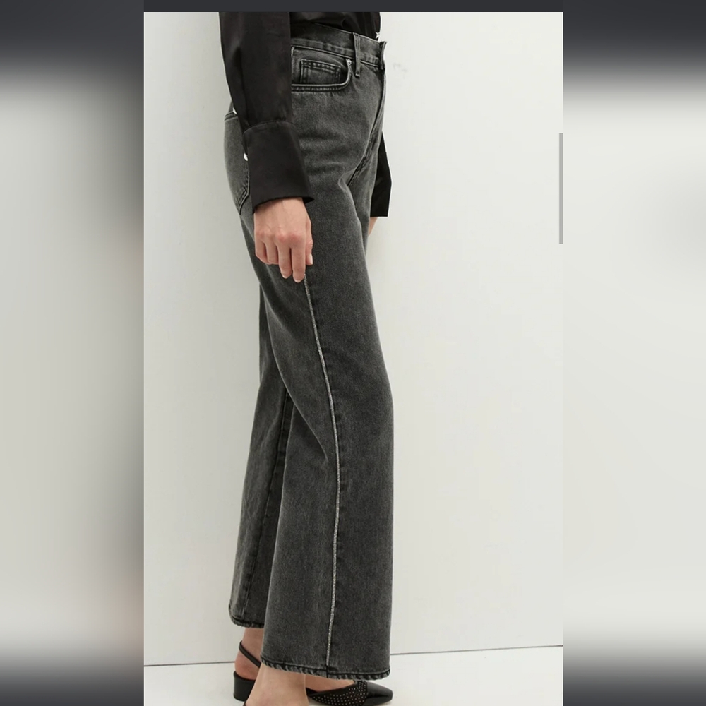 VERONICA BEARD Dylan  Black Straight Leg Jeans with Vintage Distressing
